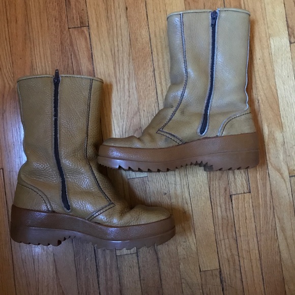 VINTAGE Italian 🇮🇹 butterscotch leather boots 10 - Picture 4 of 8